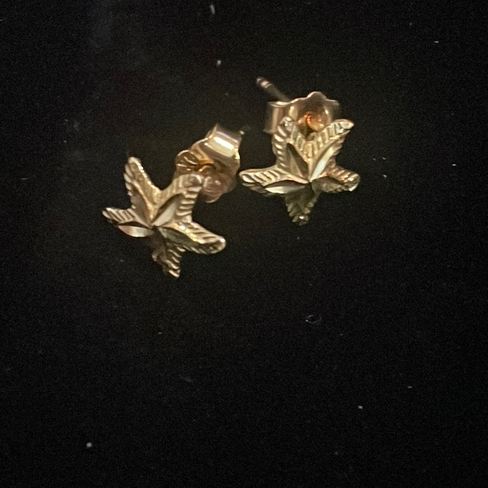 14k gold star earrings with 14k gold backing